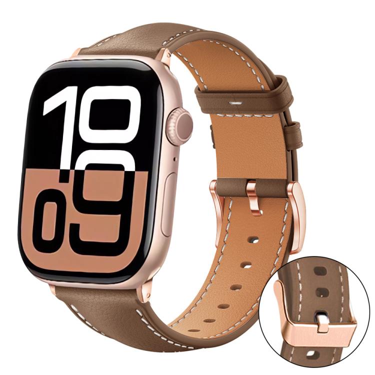 xDfind ローズゴールドバックル ブラックシャーク細粒ヴィーガンレザーウォッチバンド、Apple Watch 42 / 44 / 45 / 46 / 49mm用、Apple Watch 38 / 40 / 41 / S11 42mm用