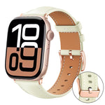 xDfind ローズゴールドバックル ブラックシャーク細粒ヴィーガンレザーウォッチバンド、Apple Watch 42 / 44 / 45 / 46 / 49mm用、Apple Watch 38 / 40 / 41 / S11 42mm用