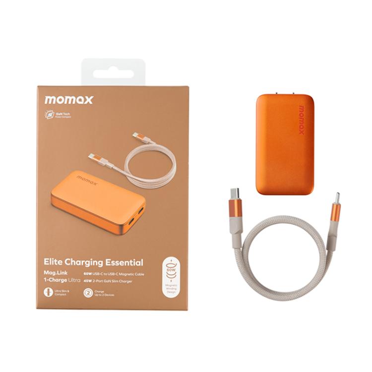 MOMAX UM79 1チャージウルトラ 45W 2ポート GaN スリム高速充電キット、USプラグ