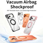 真空エアバッグTPU＋アクリル360度回転ブラケット磁気衝撃吸収スマホケース、iPhone 17 Pro Max用、iPhone 17 Pro用、iPhone 17用