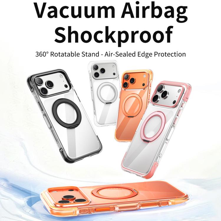真空エアバッグTPU＋アクリル360度回転ブラケット磁気衝撃吸収スマホケース、iPhone 17 Pro Max用、iPhone 17 Pro用、iPhone 17用