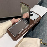 ラムスキンテクスチャーミラーホルダー衝撃吸収スマホケース、iPhone 17 Pro Max用、iPhone 17 Pro用