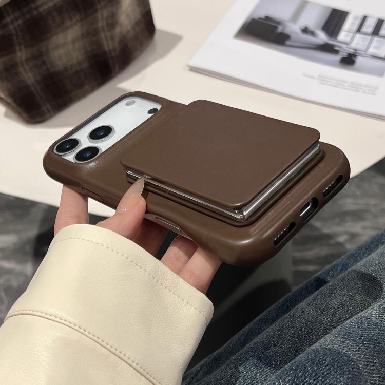 ラムスキンテクスチャーミラーホルダー衝撃吸収スマホケース、iPhone 17 Pro Max用、iPhone 17 Pro用