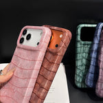 ヴィンテージクロコダイルテクスチャー衝撃吸収ヴィーガンレザースマホケース、iPhone 17 Pro Max用、iPhone 17 Pro用