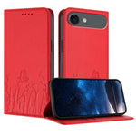 チューリップと蝶柄のマグネット式ヴィーガンレザーiPhoneケース、iPhone Air用、iPhone 16 Pro Max用、iPhone 16 Pro用、iPhone 16 Plus用