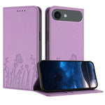 チューリップと蝶柄のマグネット式ヴィーガンレザーiPhoneケース、iPhone Air用、iPhone 16 Pro Max用、iPhone 16 Pro用、iPhone 16 Plus用