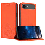 チューリップと蝶柄のマグネット式ヴィーガンレザーiPhoneケース、iPhone Air用、iPhone 16 Pro Max用、iPhone 16 Pro用、iPhone 16 Plus用