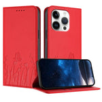 チューリップと蝶柄のマグネット式ヴィーガンレザーiPhoneケース、iPhone Air用、iPhone 16 Pro Max用、iPhone 16 Pro用、iPhone 16 Plus用