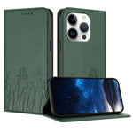チューリップと蝶柄のマグネット式ヴィーガンレザーiPhoneケース、iPhone Air用、iPhone 16 Pro Max用、iPhone 16 Pro用、iPhone 16 Plus用