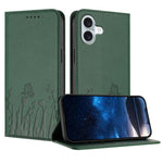 チューリップと蝶柄のマグネット式ヴィーガンレザーiPhoneケース、iPhone Air用、iPhone 16 Pro Max用、iPhone 16 Pro用、iPhone 16 Plus用