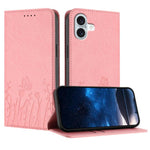 チューリップと蝶柄のマグネット式ヴィーガンレザーiPhoneケース、iPhone Air用、iPhone 16 Pro Max用、iPhone 16 Pro用、iPhone 16 Plus用