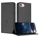 チューリップと蝶柄のマグネット式ヴィーガンレザーiPhoneケース、iPhone 17e / 16e用、iPhone 17 Pro Max用、iPhone 17 Pro用、iPhone 17用