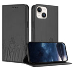 チューリップと蝶柄マグネット式ヴィーガンレザースマホケース、iPhone 15用、iPhone 14 Plus用、iPhone 14用、iPhone 14 Pro用