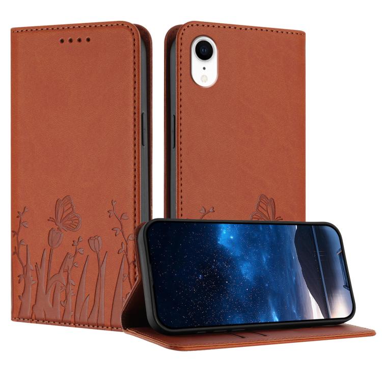 Tulips Butterfly Pattern Magnetic Vegan Leather Phone Case, For iPhone X / XS, For iPhone XS Max, For iPhone XR, For iPhone 8 Plus / 7 Plus