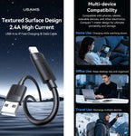 USAMS SJ778 U94 USB to 8pin 2.4A 急速充電データケーブル、USB to 8pin