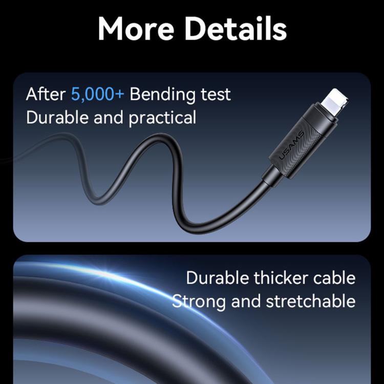 USAMS SJ778 U94 USB to 8pin 2.4A 急速充電データケーブル、USB to 8pin