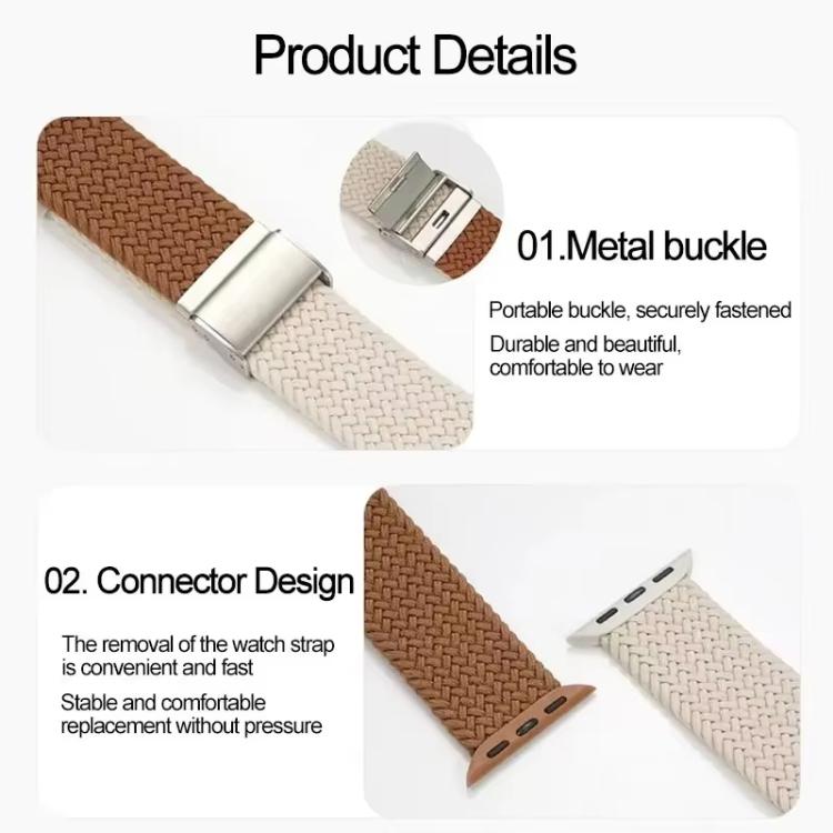 xDfind バックル留めステッチ編みナイロンウォッチバンド、Apple Watch 42 / 44 / 45 / 46 / 49mm用、Apple Watch 38 / 40 / 41 / S10 42mm用