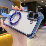 クリスタルシールドリングホルダー TPU＋アクリルマグネット式iPhoneケース、iPhone 16 Plus用、iPhone 16用、iPhone 15 Pro Max用、iPhone 15 Pro用、iPhone 15 Plus用、iPhone 15用