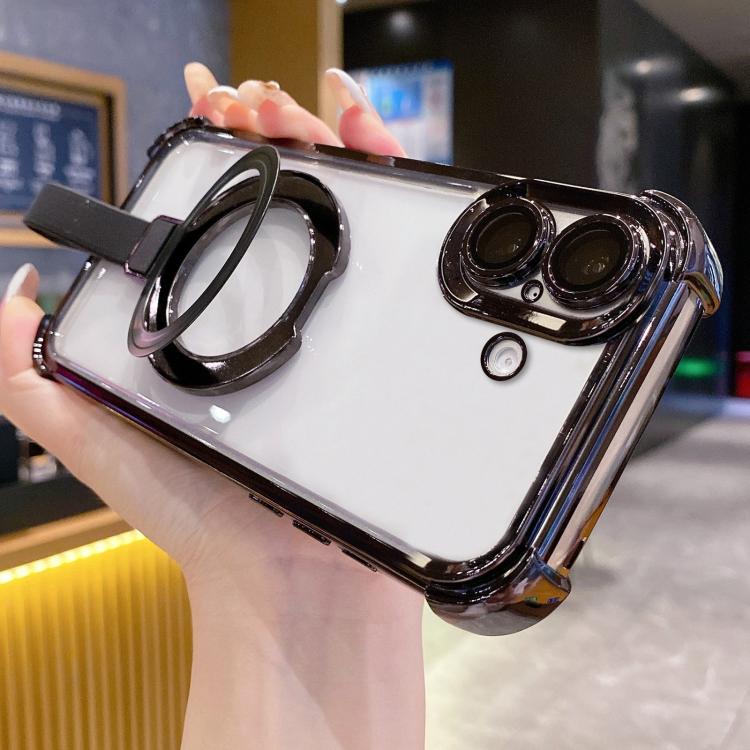 クリスタルシールドリングホルダー TPU＋アクリルマグネット式iPhoneケース、iPhone 16 Plus用、iPhone 16用、iPhone 15 Pro Max用、iPhone 15 Pro用、iPhone 15 Plus用、iPhone 15用