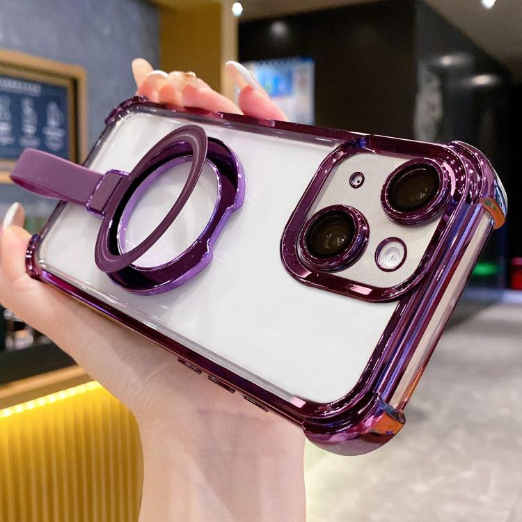 クリスタルシールドリングホルダー TPU＋アクリルマグネット式iPhoneケース、iPhone 16 Plus用、iPhone 16用、iPhone 15 Pro Max用、iPhone 15 Pro用、iPhone 15 Plus用、iPhone 15用