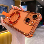クリスタルシールドリングホルダー TPU＋アクリルマグネット式iPhoneケース、iPhone 16 Plus用、iPhone 16用、iPhone 15 Pro Max用、iPhone 15 Pro用、iPhone 15 Plus用、iPhone 15用