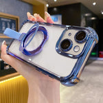 Crystal Shield Ring Holde TPU + Acrylic Magnetic Phone Case, For iPhone 13