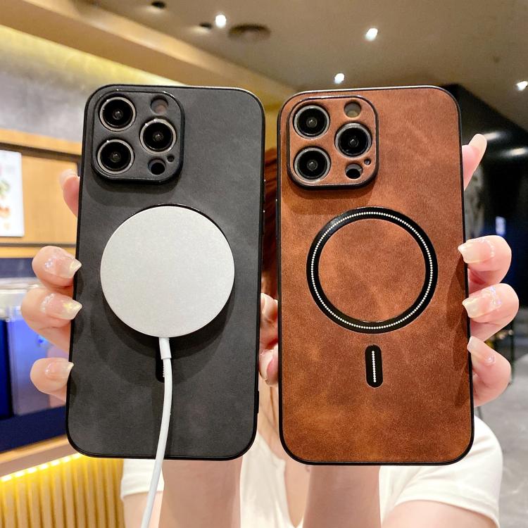 ラムスキンフェイクレザーマグネットスマホケース、iPhone 14 Pro Max用、iPhone 13 Pro Max用、iPhone 13 Pro用、iPhone 13用、iPhone 12用、iPhone 12 Pro Max用、iPhone 12 Pro用、iPhone 11 Pro Max用