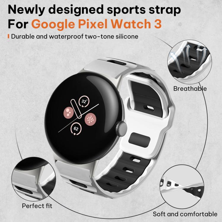 xDfind フラットヘッド二色シリコンウォッチバンド、Google Pixel Watch 4 / 3 / 2 / 1 41mm用