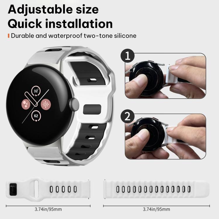 xDfind フラットヘッド二色シリコンウォッチバンド、Google Pixel Watch 4 / 3 / 2 / 1 41mm用