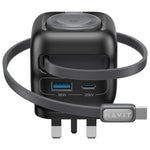Havit UC250 35W 3-in-1 GaN トラベル充電器 Type-C巻き取りケーブル付き、UC250（UKプラグ）