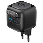 Havit UC253 65W 3-in-1 GaN トラベル充電器 Type-C伸縮ケーブル付き、UC253(EUプラグ)
