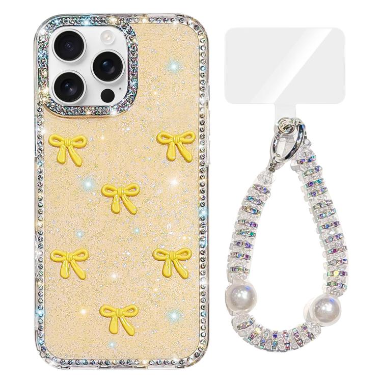 Sparkling IMD Colorful Bow Phone Case with Bracelet, For iPhone 13 Pro, For iPhone 13
