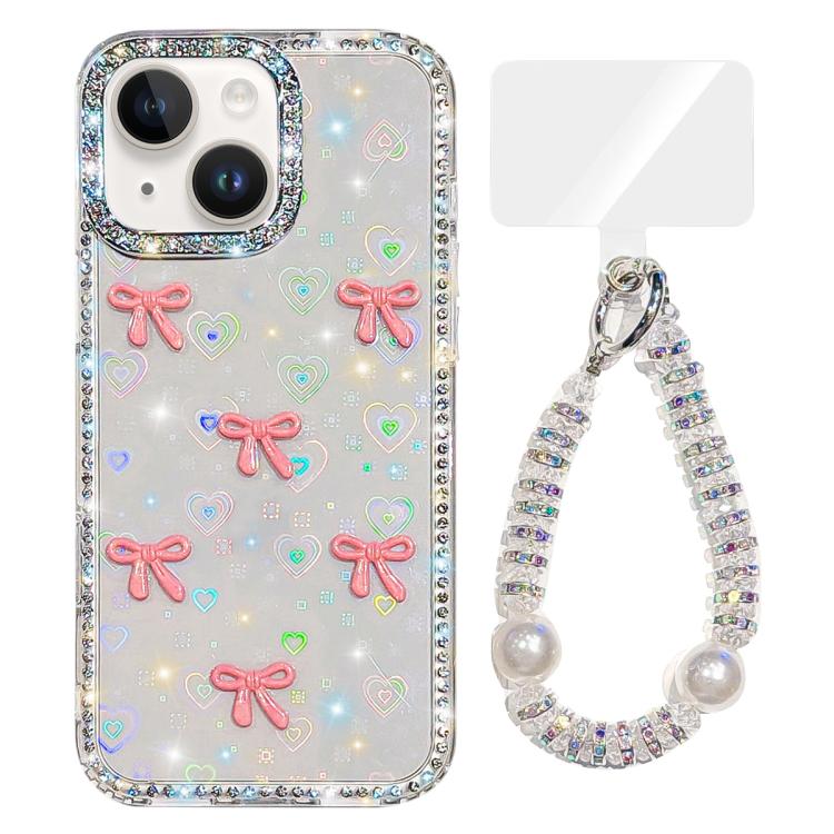 Sparkling IMD Colorful Bow Phone Case with Bracelet, For iPhone 13 Pro, For iPhone 13