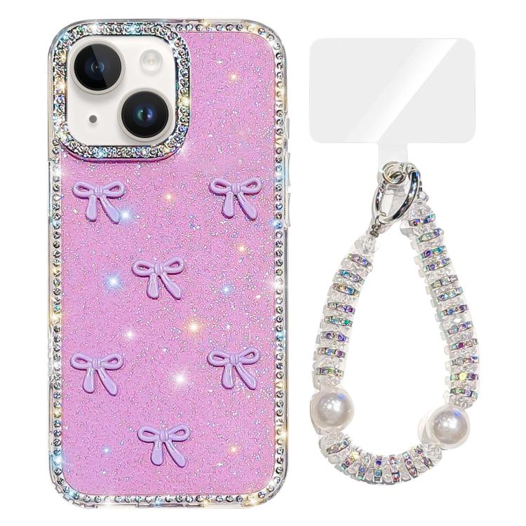 Sparkling IMD Colorful Bow Phone Case with Bracelet, For iPhone 13 Pro, For iPhone 13