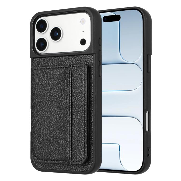 ライチパターン 磁気カードバッグホルダー 携帯電話ケース、iPhone 17 Pro Max用、iPhone 17 Pro用