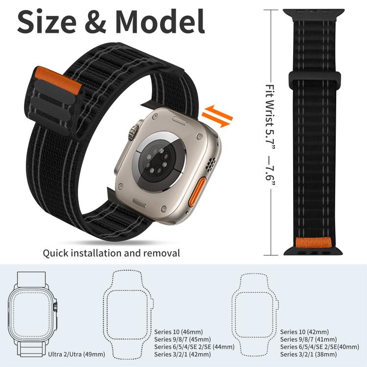 xDfind ナイロンループ織りフック＆ループファスナーバンド、Apple Watch 42 / 44 / 45 / 46 / 49mm用、Apple Watch 38 / 40 / 41 / S11 42mm用