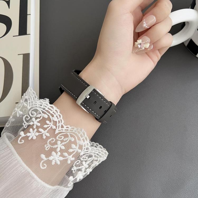 xDfind Flat Head Black Shark Fine Grain Leather Watch Band, For Google Pixel Watch 4 / 3 45mm, For Google Pixel Watch 4 / 3 / 2 / 1 41mm