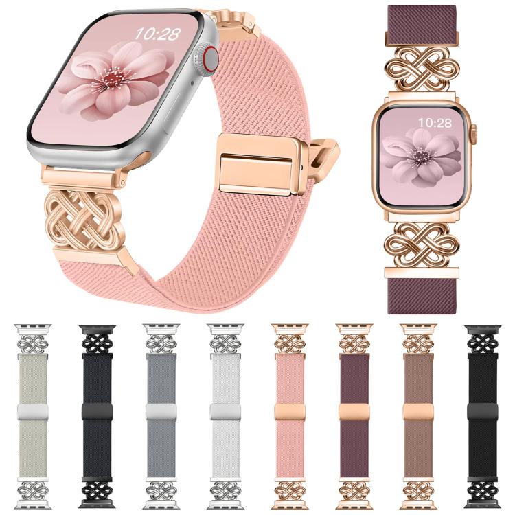 xDfind 中国結びナイロン編み磁気バックルウォッチバンド、Apple Watch 42 / 44 / 45 / 46 / 49mm用、Apple Watch 38 / 40 / 41 / S11 42mm用