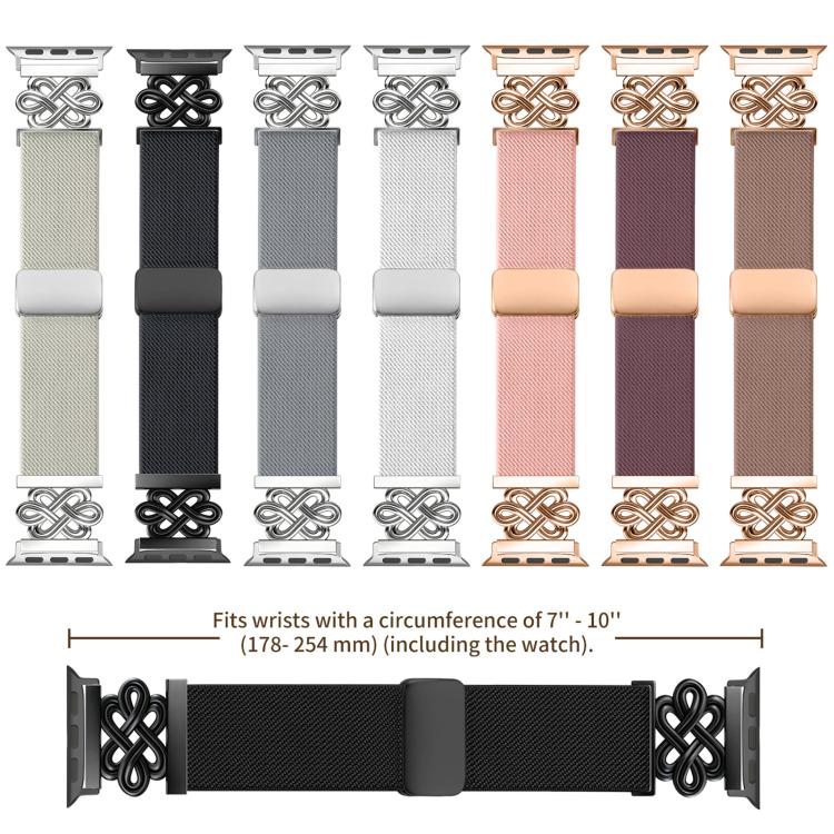 xDfind 中国結びナイロン編み磁気バックルウォッチバンド、Apple Watch 42 / 44 / 45 / 46 / 49mm用、Apple Watch 38 / 40 / 41 / S11 42mm用
