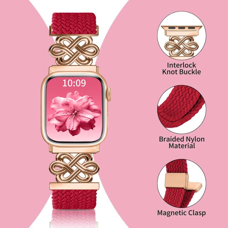 xDfind 中国結びナイロン虹色編み磁気バックルウォッチバンド、Apple Watch 42 / 44 / 45 / 46 / 49mm用、Apple Watch 38 / 40 / 41 / S11 42mm用