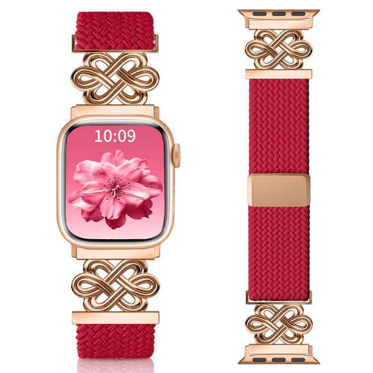 xDfind 中国結びナイロン虹色編み磁気バックルウォッチバンド、Apple Watch 42 / 44 / 45 / 46 / 49mm用、Apple Watch 38 / 40 / 41 / S11 42mm用