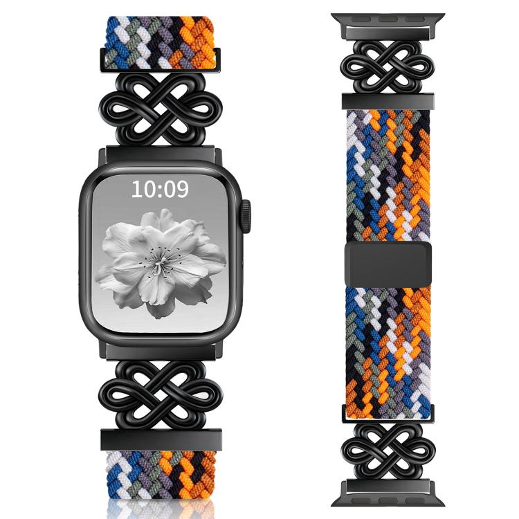 xDfind 中国結びナイロン虹色編み磁気バックルウォッチバンド、Apple Watch 42 / 44 / 45 / 46 / 49mm用、Apple Watch 38 / 40 / 41 / S11 42mm用