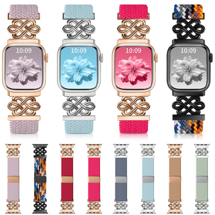 xDfind 中国結びナイロン虹色編み磁気バックルウォッチバンド、Apple Watch 42 / 44 / 45 / 46 / 49mm用、Apple Watch 38 / 40 / 41 / S11 42mm用