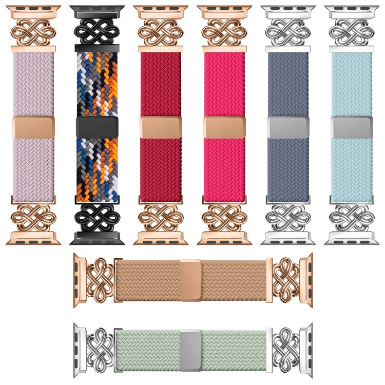 xDfind 中国結びナイロン虹色編み磁気バックルウォッチバンド、Apple Watch 42 / 44 / 45 / 46 / 49mm用、Apple Watch 38 / 40 / 41 / S11 42mm用