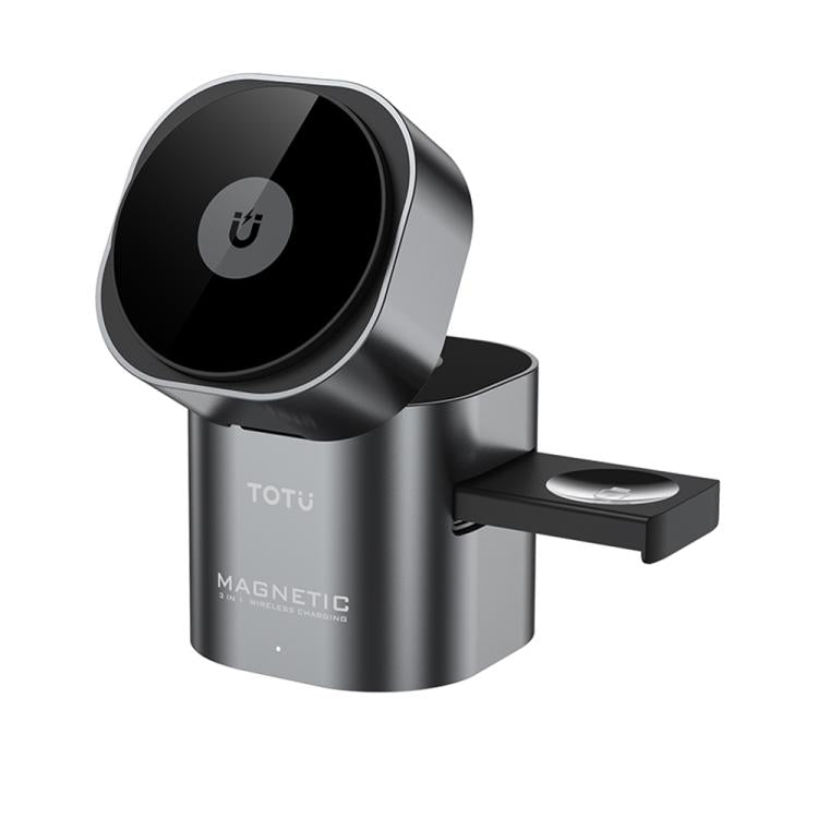 TOTU CW-10-W ワイヤレス充電ステーション 3-in-1 回転式磁気充電ドック 電話 イヤホン 時計用、CW-10-W