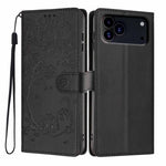 ツリーキャット型押しフリップヴィーガンレザーフォンケース、iPhone 17e / 16e用、iPhone 17 Pro Max用、iPhone 17 Pro用、iPhone 17用、iPhone Air用、iPhone 16 Pro Max用