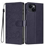 ツリーキャット型押しフリップヴィーガンレザー携帯ケース、iPhone 15用、iPhone 14 Plus用、iPhone 14用、iPhone 14 Pro用、iPhone 14 Pro Max用、iPhone 13 Pro Max用