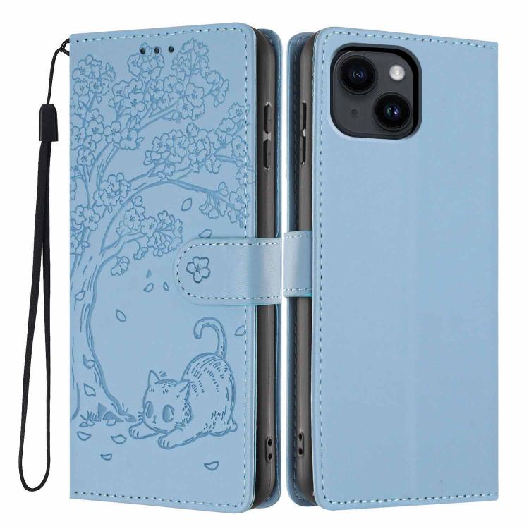 ツリーキャット型押しフリップヴィーガンレザー携帯ケース、iPhone 15用、iPhone 14 Plus用、iPhone 14用、iPhone 14 Pro用、iPhone 14 Pro Max用、iPhone 13 Pro Max用