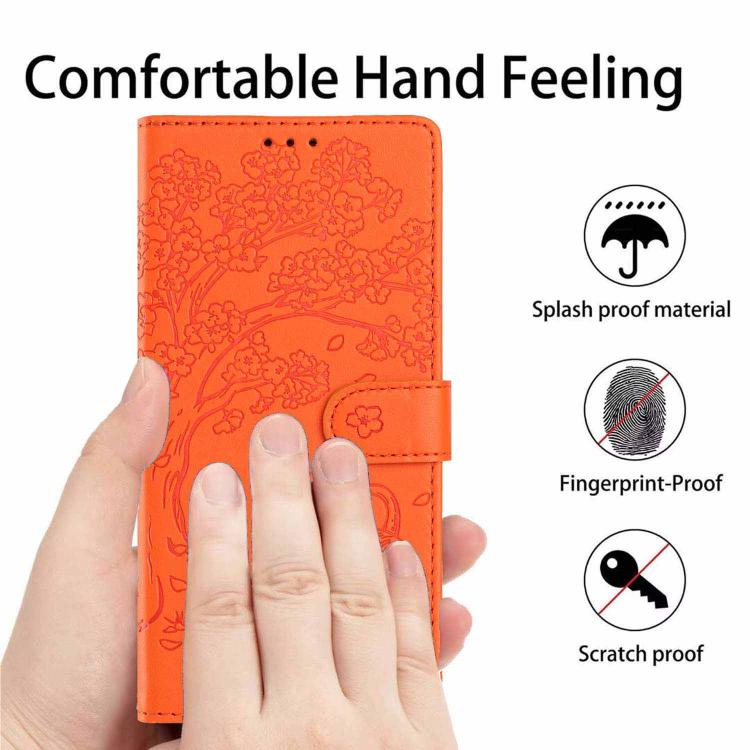 Tree Cat Embossed Flip Vegan Leather Phone Case, For iPhone 11 Pro