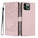 Tree Cat Embossed Flip Vegan Leather Phone Case, For iPhone 11 Pro